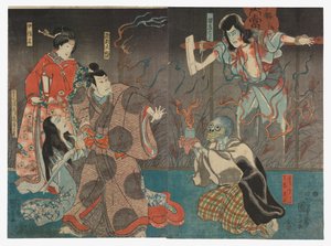 Ichikawa Kodanji IV als de geest (Rei) van Kozakura Tōgo door Utagawa Kuniyoshi