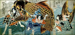 Iwai Kumesaburō II als Katsushika no Ojū door Utagawa Kuniyoshi
