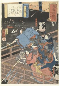 Nachtelijke aanval op het Horikawa paleis door Utagawa Kuniyoshi