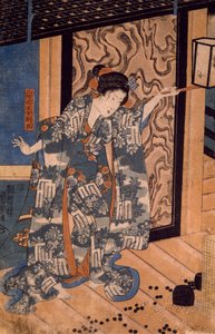 Nareginu, dochter van Mikawa no Zenji, door Utagawa Kuniyoshi