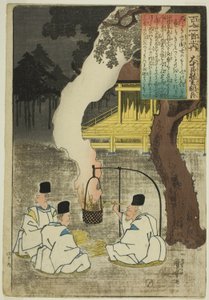 Onakatomi no Yoshinobu Ason, uit de serie "Honderd Gedichten van Honderd Dichters (Hyakunin isshu no uchi)" door Utagawa Kuniyoshi