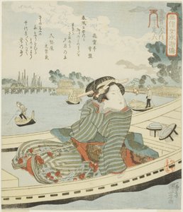 Oteiroku, uit de serie "Modieuze Vrouwen als de Honderdacht Helden van de Watermarge (Fuzoku onna Suikoden, ippyakuhachinin no uchi)" door Utagawa Kuniyoshi