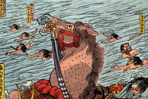 De Slag bij de Uji-rivier door Utagawa Kuniyoshi