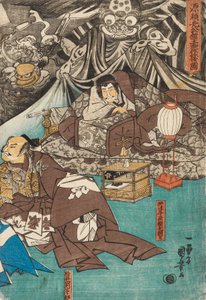 De Aardse Spin Roept Demonen Op in het Landhuis van Minamoto Raiko, 1843 door Utagawa Kuniyoshi