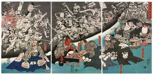 De Aardse Spin creëert Monsters in het Landhuis van Heer Minamoto Yorimitsu