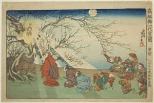 De Ster daalt neer op Echi op de Dertiende Nacht van de Negende Maand (Kugatsu jusan yoru Echi shoko), uit de serie "Beknopte Geïllustreerde Biografie van de Grote Priester [Nichiren] (Koso go ichidai ryakuzu)"