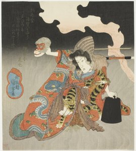 De acteur Iwai Hanshiro VI in een vrouwenrol door Utagawa Kuniyoshi
