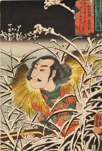Houtsnede - Aanhoudende sneeuw bij Ishiyama Ishiyama bosetsu, 19e eeuw door Utagawa Kuniyoshi