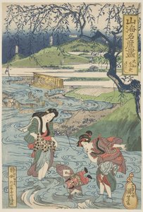 Yamato, Nara: Sarasu, c.1833 (houtsnede, inkt en kleur op papier)