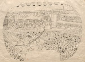Interieur van het Kabuki Theater door Utagawa Sadahide