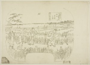 Sleutelblok voor een prent uit de serie "Toto meisho" (Beroemde gezichten op de oostelijke hoofdstad) door Utagawa Sadahide