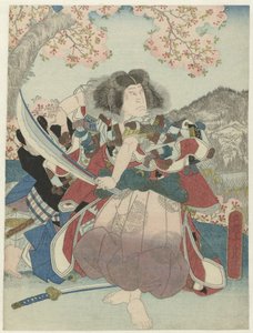 Nakamura Utaemon IV als Oniwakamaru in het toneelstuk ‘Kiichi hôgen sanryaku no maki’, Naka Theater door Utagawa Sadamasu