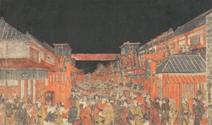 Sakaicho Fukiyacho Kaomise Yoshibai no Zu, ca. 1780 door Utagawa Toyoharu