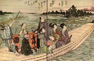 Mensen die in een Boot Reizen, 1804, 1924 door Utagawa Toyohiro