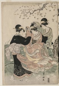 Kersenbloesem in de wind door Utagawa Toyokuni