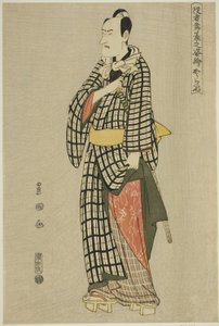 Koraiya: Ichikawa Komazo III, uit de serie "Portretten van Acteurs op het Podium (Yakusha butai no sugata-e)" door Utagawa Toyokuni I