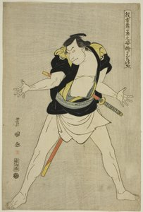 Masatsuya: Otani Oniji III als Ono Sadakuro, uit de serie "Portretten van Acteurs op het Podium (Yakusha butai no sugata-e)" door Utagawa Toyokuni I