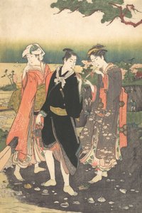 Op Shinagawa Beach bij eb door Utagawa Toyokuni I