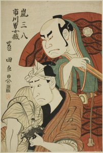 De acteurs Arashi Sanpachi I en Ichikawa Omezo I