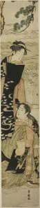De zusters Matsukaze en Murasame aan de oevers van Suma door Utagawa Toyokuni I