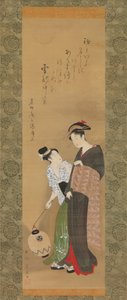 Vrouw en bediende, ca. 1795 door Utagawa Toyokuni I