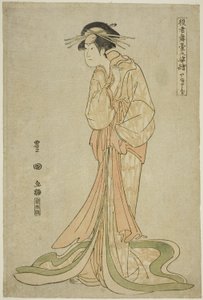 Yamatoya: Iwai Hanshiro IV als Okaru, uit de serie "Portretten van Acteurs op het Podium" door Utagawa Toyokuni I