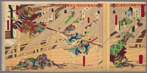 Mori Ranmaru gedood in de strijd bij Honnoji (Honnoji ni Mori Ranmaru uchijini no zu), uit de serie "Het verslag van Toyotomi
