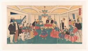 Buitenlanders vermaken zich tijdens een banket door Utagawa Yoshikazu