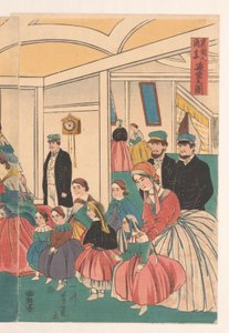 Buitenlanders vermaken zich tijdens een banket door Utagawa Yoshikazu