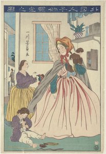De liefde van een buitenlandse vrouw voor haar kinderen door Utagawa Yoshikazu