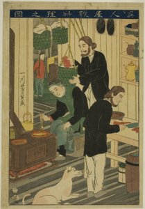 Maaltijden Bereiden in een Buitenlands Verblijf (Ijin yashiki ryori no zu) door Utagawa Yoshikazu