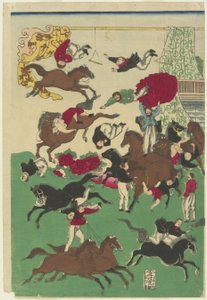 Circusstunts, 19e eeuw door Utagawa Yoshitora