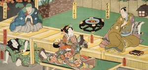 Scène uit Genji monogatari (Verhaal van Genji) door Murasaki Shibuku (geb. 978) ca. 1860
