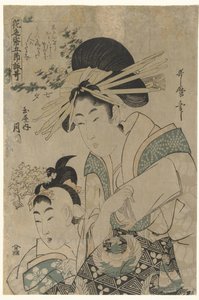 Tanabata: De courtisane Tsukioka uit het Tamaya huis door Utamaro (II) , Kitagawa (attributed to)