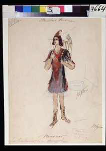 Kostuumontwerp voor de opera "Die Zauberflöte" van Wolfgang Amadeus Mozart door V. Bushina