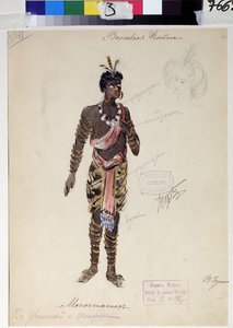 Kostuumontwerp voor de opera "Die Zauberflöte" van Wolfgang Amadeus Mozart door V. Bushina