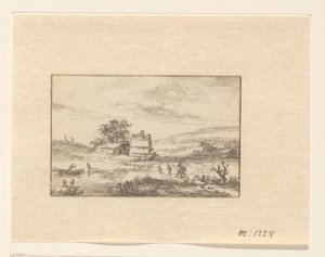 Landschap met boerderij door Valentijn (possibly)