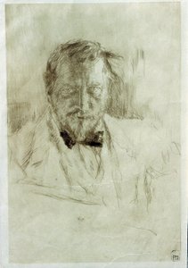 Zelfportret. Ets door Valentin Alexandrovich Serov (1865-1911) door Valentin Aleksandrovich Serov