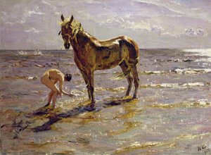 Een paard wassen, 1905