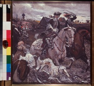 De rit van tsaar Peter II en prinses Elisabeth door Valentin Aleksandrovich Serov