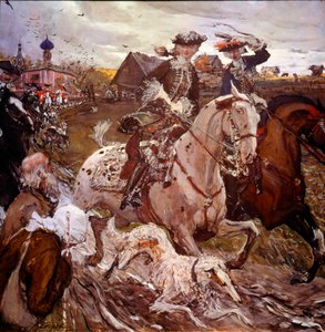 Prinses Elisabeth Petrovna en Peter II op jacht door Valentin Aleksandrovich Serov