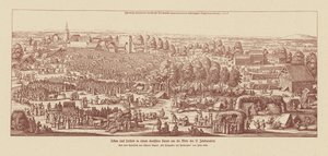 Leven in een Duitse kuuroordstad rond het midden van de 17e eeuw (gravure)