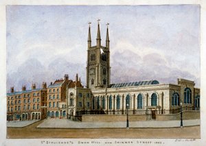Kerk van St Sepulchre, Snow Hill, City of London, 1802 door Valentine Davis
