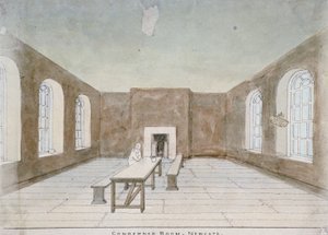 Interieur van de veroordeelde kamer in Newgate Prison, Old Bailey, City of London door Valentine Davis