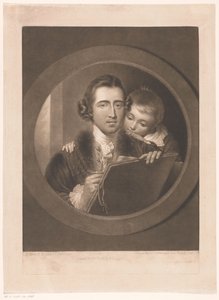 Portret van kunstenaar Benjamin West met zijn zoon Raphael door Valentine Green