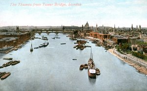 De Rivier de Theems, Londen, begin 20e eeuw door Valentine and Sons Publishing Co