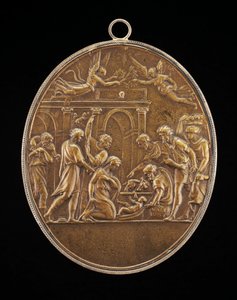 De aanbidding van de herders, 1530s door Valerio Belli