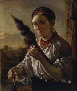 Spinner, 1821 door Vasili Andreevich Tropinin