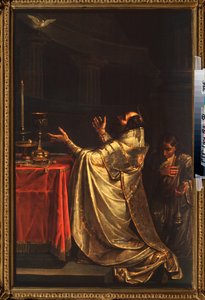 Basilios de Grote (330-379) knielend voor de duif van de Heilige Geest door Vasili Kuzmich Shebuev