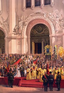 Het keizerlijk paar verlaat de Christus de Verlosser kathedraal
